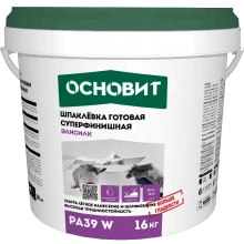 ЭЛИСИЛК PA39 W (16 кг) шпаклевка готовая суперфинишная супербелая. Толщина слоя 0-2 мм ОСНОВИТ