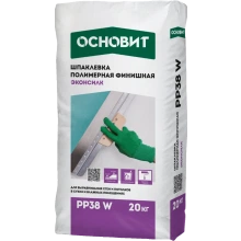 ЭКОНСИЛК PP38 W шпаклевка полимерная финишная супербелая. Толщина слоя 0,1-5 мм ОСНОВИТ